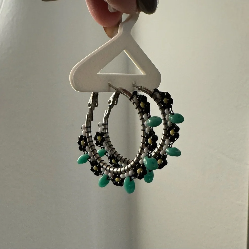 Beaded Hoops - Picture 1 of 2